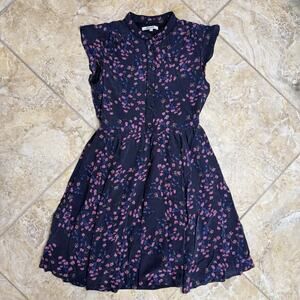 Madewell Size 2 Silk Floral Mini Dress Navy Button Women’s Spring Lightweight